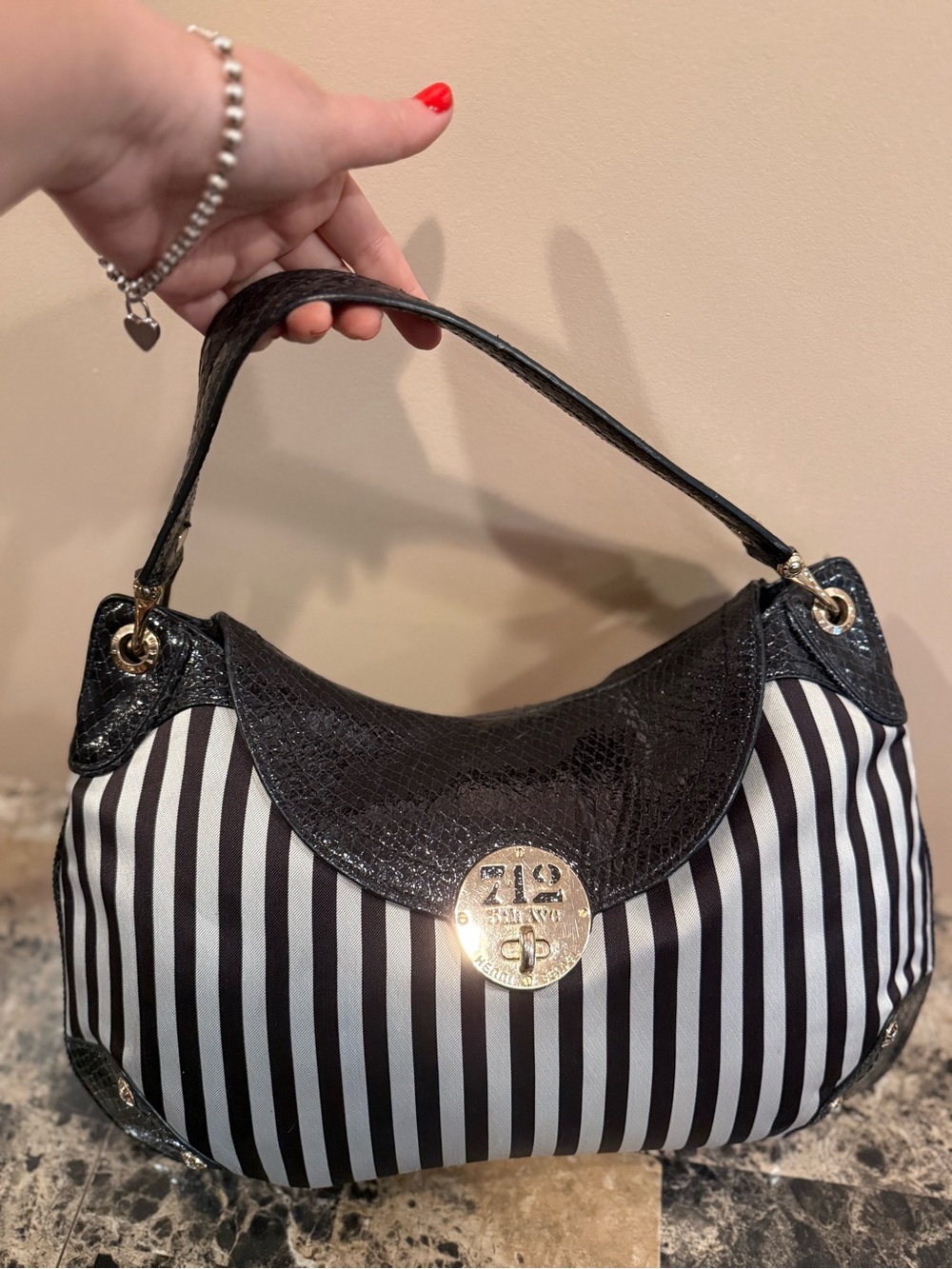 Henri Bendel 712 5th Ave Centennial Striped Hobo Bag - Picture 4 of 14